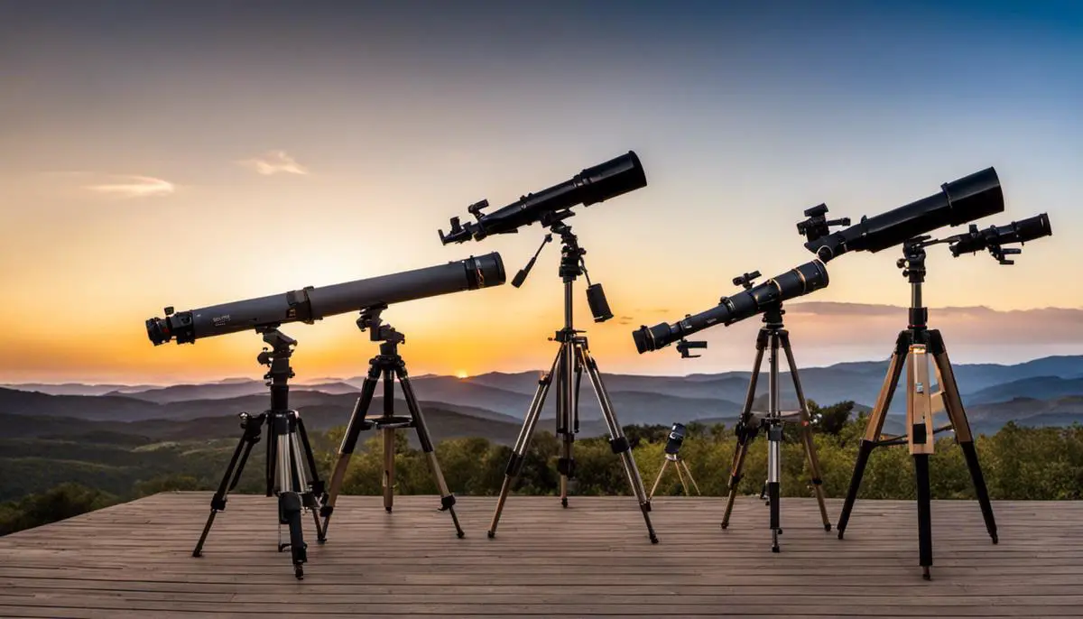 Image showcasing different telescope lenses and their sizes for stargazing enthusiasts